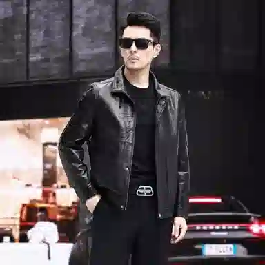 比利斯山羊 时尚休闲翻领牛皮真皮皮衣 男女同款