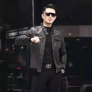 比利斯山羊 潮流商务休闲大气真皮皮衣 男女同款