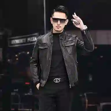 比利斯山羊 潮流商务休闲大气真皮皮衣 男女同款