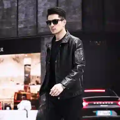 比利斯山羊 时尚休闲翻领牛皮真皮皮衣 男女同款