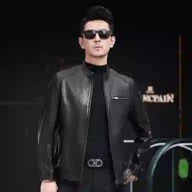 比利斯山羊 简约大气立领牛皮真皮皮衣 男女同款