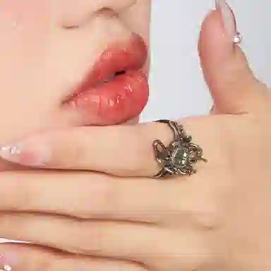 QUANDO Black Butterfly Silver Ring Adjustable