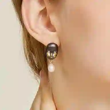 QUANDO Black Witch's Tears Silver Earrings