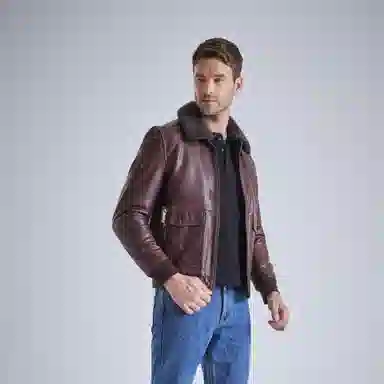 MCS Vintage Aviator Leather Jacket Brown