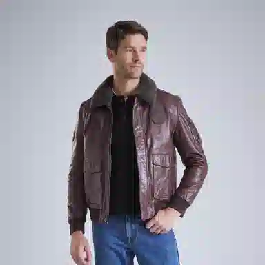 MCS Vintage Aviator Leather Jacket Brown