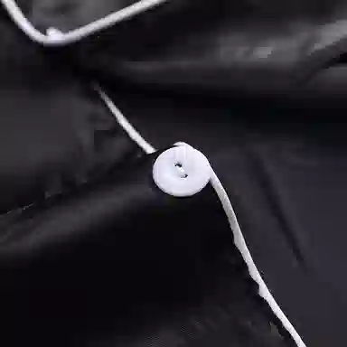 兰缪 简约亲肤舒适透气柔软纯色翻领开衫短袖休闲可外穿家居服短裤长裤睡衣套装 男款 黑色