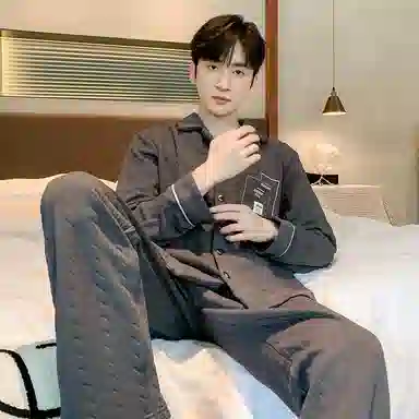 兰缪 空气棉三层夹层家居服可外穿睡衣套装 男款 黑色