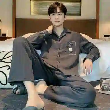 兰缪 空气棉三层夹层家居服可外穿睡衣套装 男款 黑色