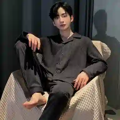 兰缪 秋冬季纯棉男生睡衣 气质高级感 可外穿 家居套装  男款  黑色