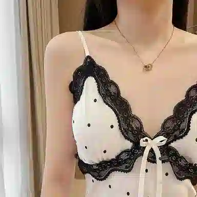 兰缪 自带胸垫舒适套头无袖吊带睡裙 女款 白色