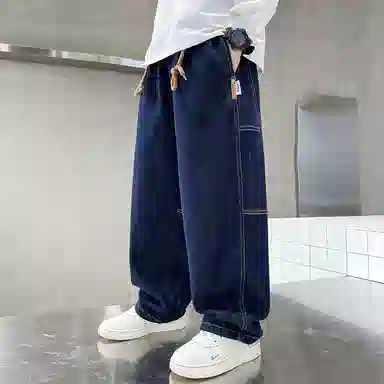 黑恐龙牛仔裤 男童纯色韩版个性舒适长裤