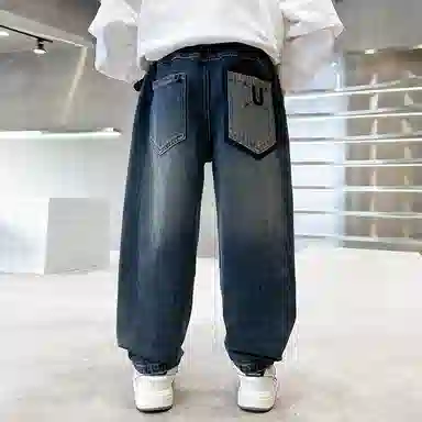 黑恐龙牛仔裤 秋季男孩潮休闲长裤 青少年