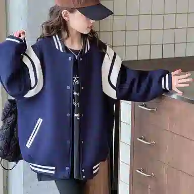 黑恐龙棒球服 撞色正肩外套 青少年