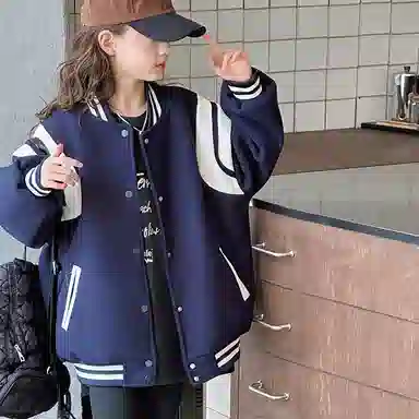 黑恐龙棒球服 撞色正肩外套 青少年