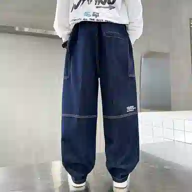 黑恐龙牛仔裤 男童纯色韩版个性舒适长裤