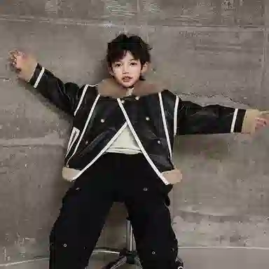 黑恐龙夹克 加绒加厚牛仔 青少年