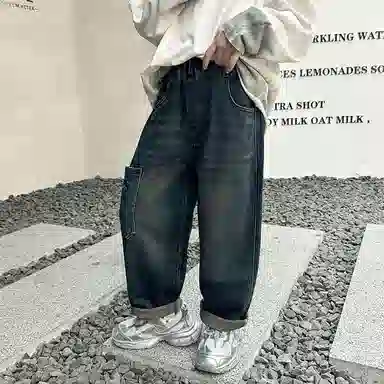 黑恐龙牛仔裤 宽松裤子痞帅春季