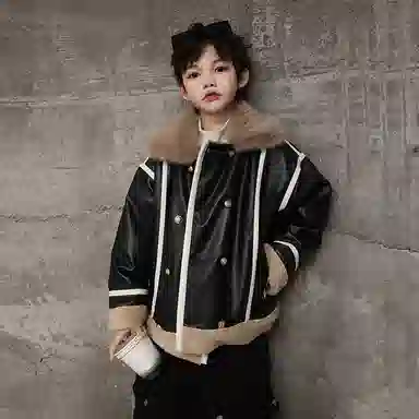 黑恐龙夹克 加绒加厚牛仔 青少年