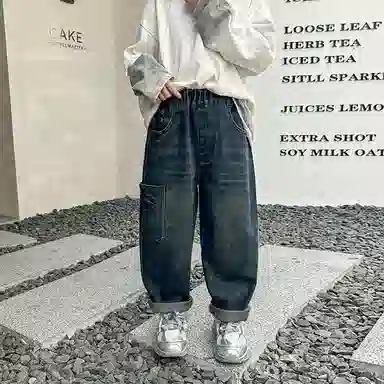 黑恐龙牛仔裤 宽松裤子痞帅春季