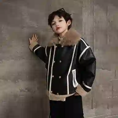 黑恐龙夹克 加绒加厚牛仔 青少年