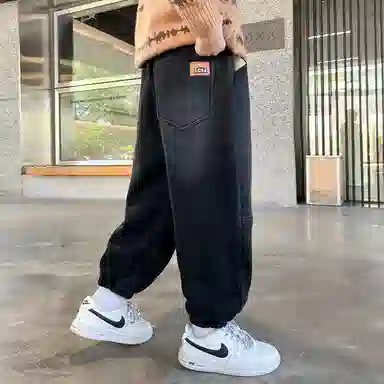 黑恐龙牛仔裤 男童秋装痞帅裤子