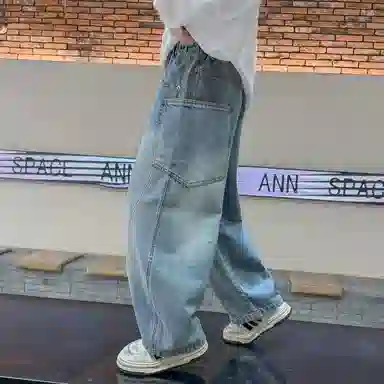 黑恐龙牛仔裤 宽松炸街春秋款 男女同款