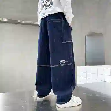 黑恐龙牛仔裤 男童纯色韩版个性舒适长裤