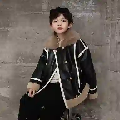 黑恐龙夹克 加绒加厚牛仔 青少年