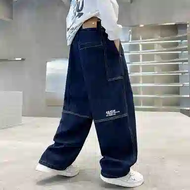 黑恐龙牛仔裤 男童纯色韩版个性舒适长裤