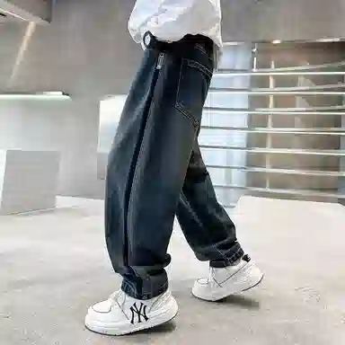 黑恐龙牛仔裤 秋季男孩潮休闲长裤 青少年