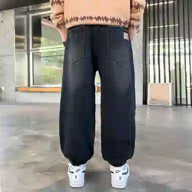 黑恐龙牛仔裤 男童秋装痞帅裤子