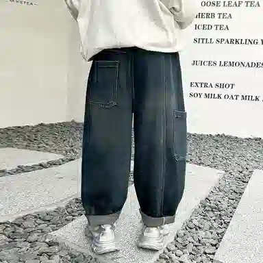 黑恐龙牛仔裤 宽松裤子痞帅春季