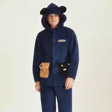 Huggy Kissy Couple Pajama Set Navy