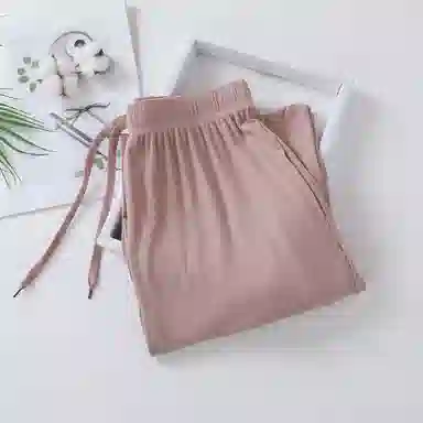 Huggy Kissy Thin Cool Lounge Pants Women Chen Wine Red