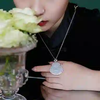 七小匠 国潮 弥勒佛 复古轻奢 小众设计时尚高级感 冰种 项链 女款