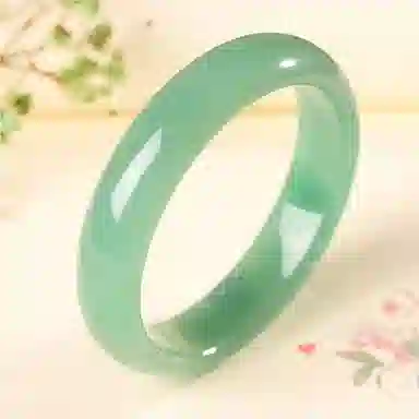 七小匠 国潮 青山黛贵妃镯 满绿 国风小众设计 气质 轻奢高级 古风温婉 复古 东陵玉 手镯 女款