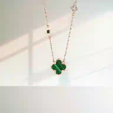 七小匠 国风 小巧精致 简约设计感 幸运四叶草 玛瑙 项链 女款