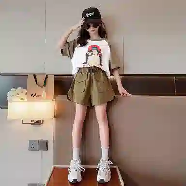 大童 蓝精灵 简约舒适宽松休闲运动套装 白色