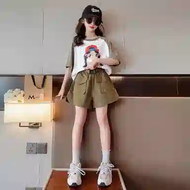 大童 蓝精灵 简约舒适宽松休闲运动套装 白色