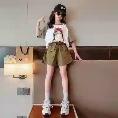 大童 蓝精灵 简约舒适宽松休闲运动套装 白色