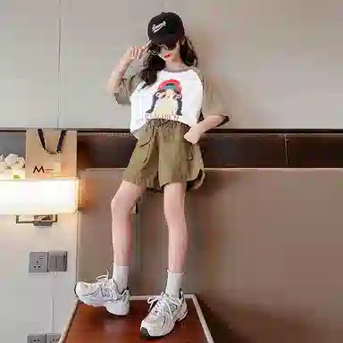 大童 蓝精灵 简约舒适宽松休闲运动套装 白色