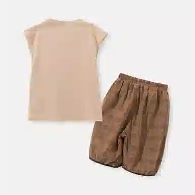 中童 蓝精灵 透气舒适亲肤休闲运动套装 咖色