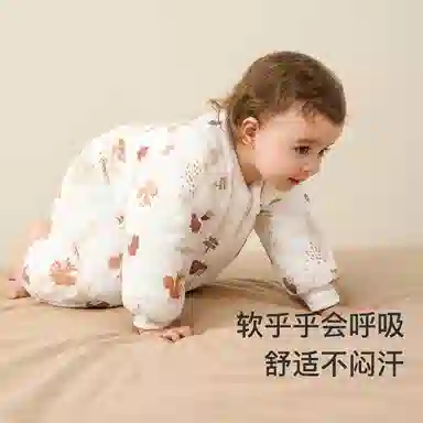 婴儿睡袋冬季宝宝夹棉睡衣分腿连体衣加厚防惊跳防踢被