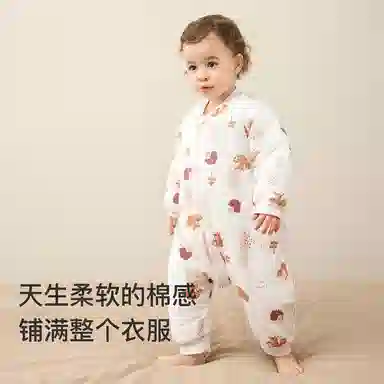 婴儿睡袋冬季宝宝夹棉睡衣分腿连体衣加厚防惊跳防踢被