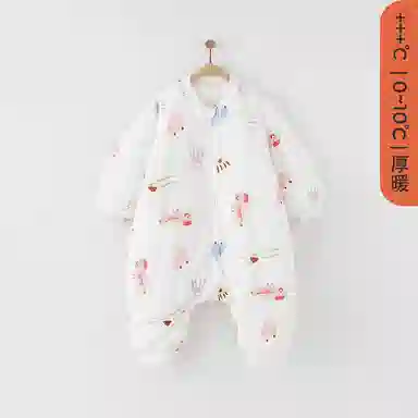 婴儿睡袋冬季宝宝夹棉睡衣分腿连体衣加厚防惊跳防踢被