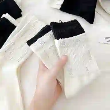 品彩 乞丐袜棉质堆堆无骨舒适透气薄款中筒袜 女款