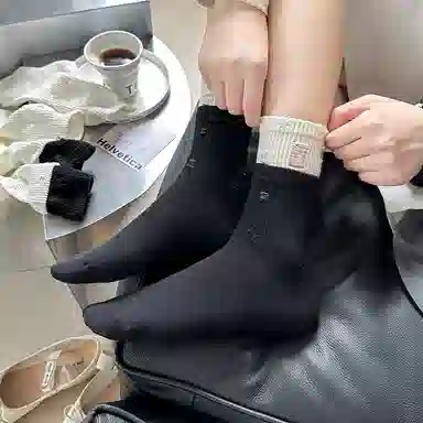 品彩 乞丐袜棉质堆堆无骨舒适透气薄款中筒袜 女款
