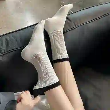 品彩 乞丐袜棉质堆堆无骨舒适透气薄款中筒袜 女款