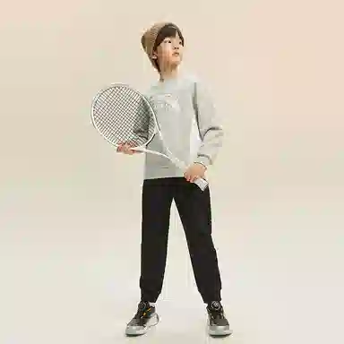 安踏儿童 简约字母圆领套头舒适百搭长袖卫衣 淡青灰 青少年