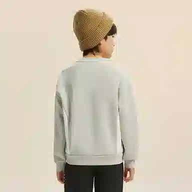 安踏儿童 简约字母圆领套头舒适百搭长袖卫衣 淡青灰 青少年